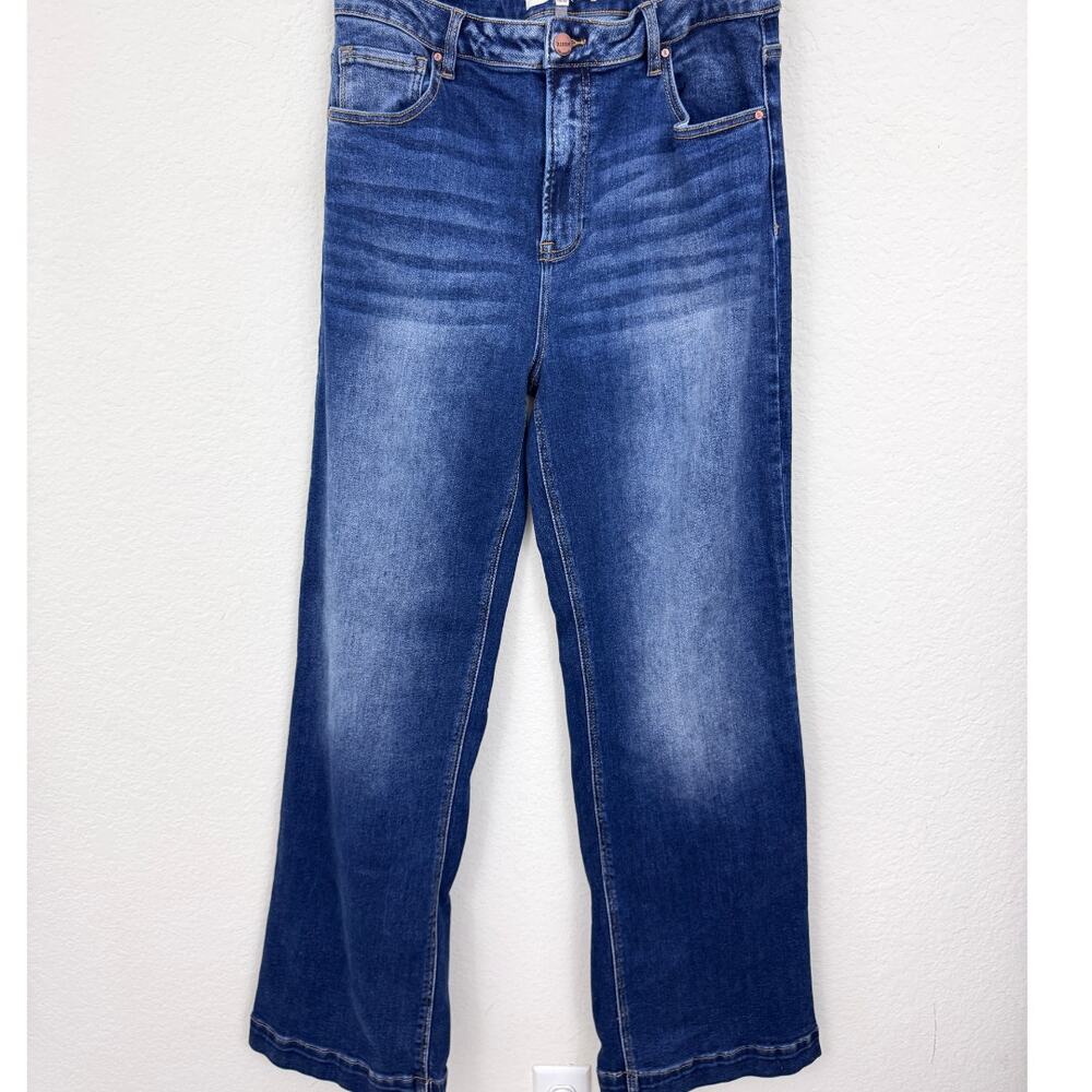 Risen Womens High Rise Straight Leg Jeans Size 15 / 32 Cotton Stretch Denim Blue